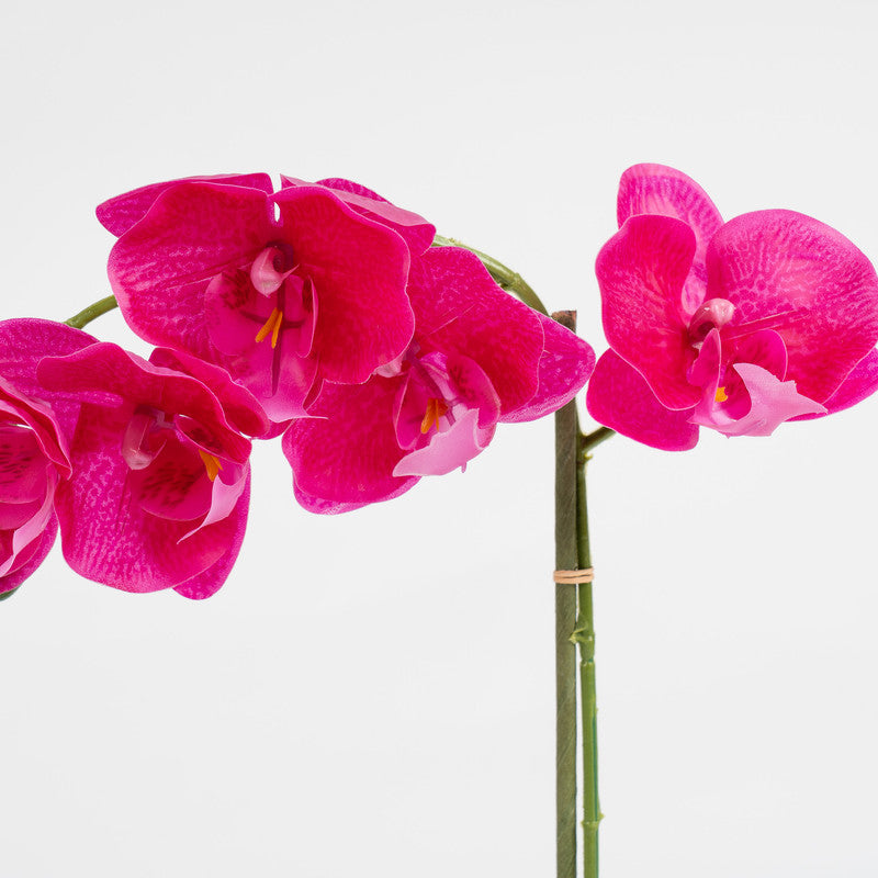 40cm Artificial Pink Orchid in Cement pot